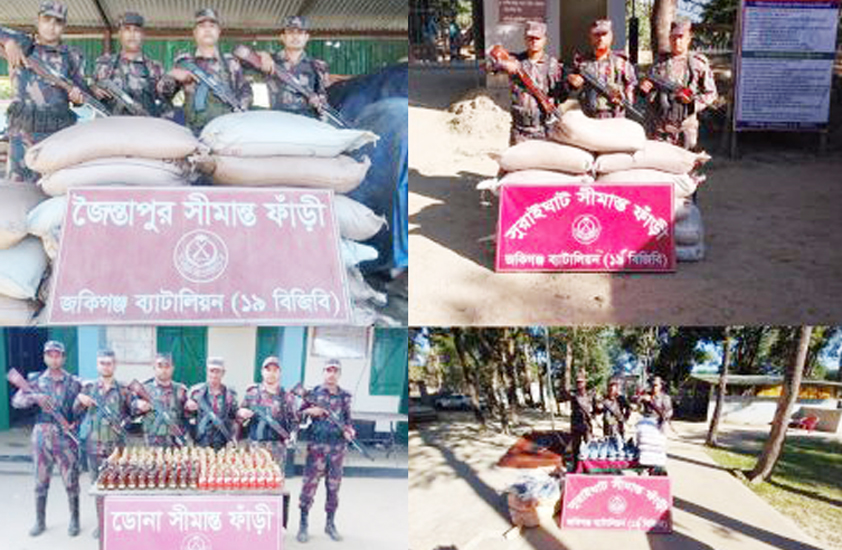বিজিবির অভিযানে মাদক দ্রব্যসহ বিপুল পরিমাণ চোরাই পণ্য জব্দ