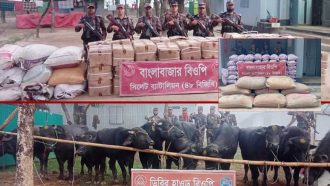 সীমান্তে প্রায় দেড় কোটি টাকার চোরাই পণ্য জব্দ