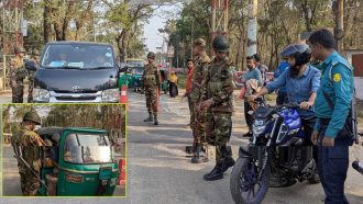 সিলেটের রাস্তায় যৌথ বাহিনীর চেকপোস্ট