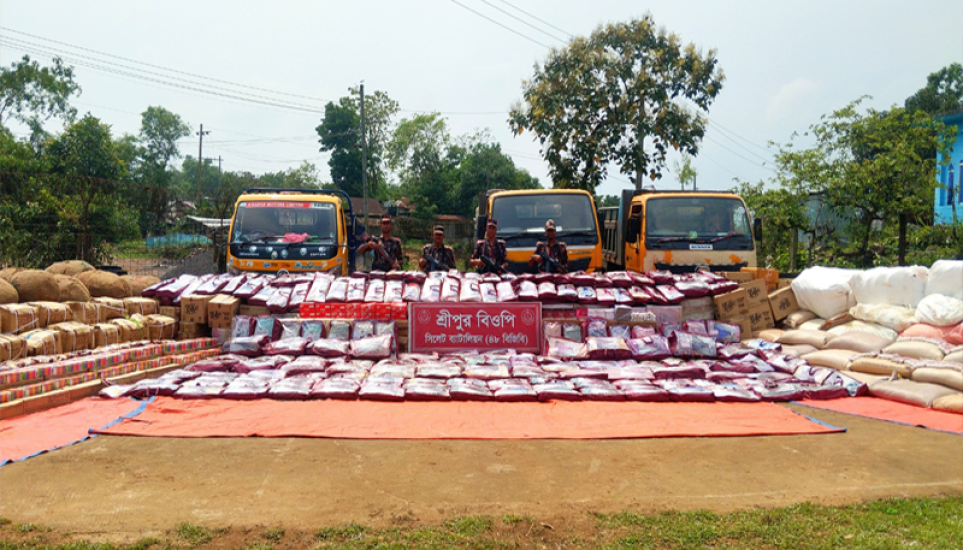 সিলেটে বিজিবির অভিযানে ৬ কোটি টাকার পণ্য জব্দ