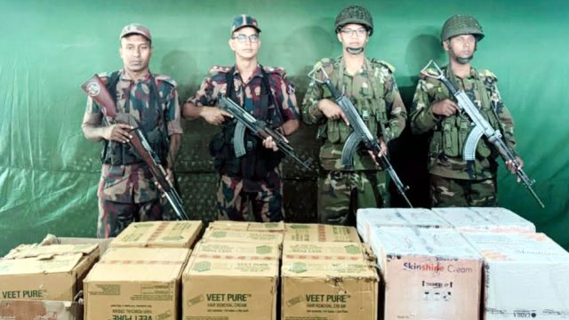 সিলেটে সাড়ে ১৭ লক্ষ টাকার কসমেটিকস ধরলো সেনাবাহিনী