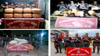 হবিগঞ্জে বিজিবির অভিযানে জব্দ কোটি টাকার পণ্য