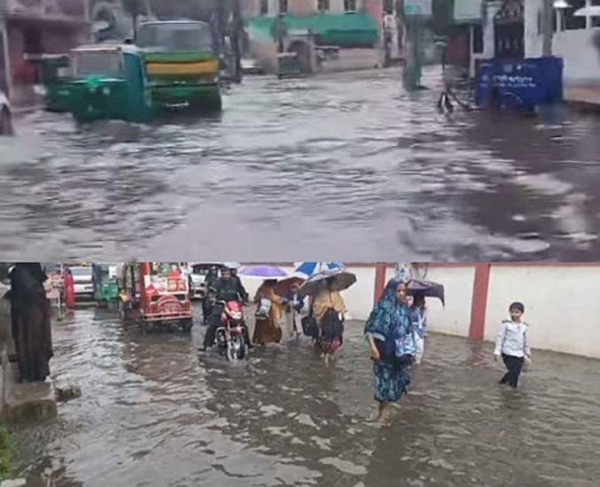সিলেটে প্রবল বৃষ্টি : বিভিন্ন স্থানে হাঁটুপানি