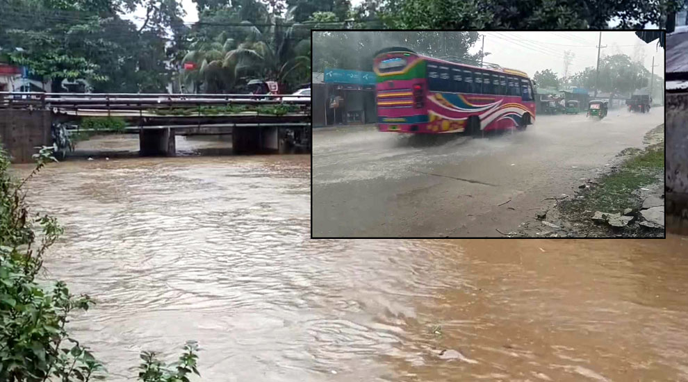 বৃষ্টিতে স্থবির জনজীবন, সিলেটে বন্যার আতঙ্ক