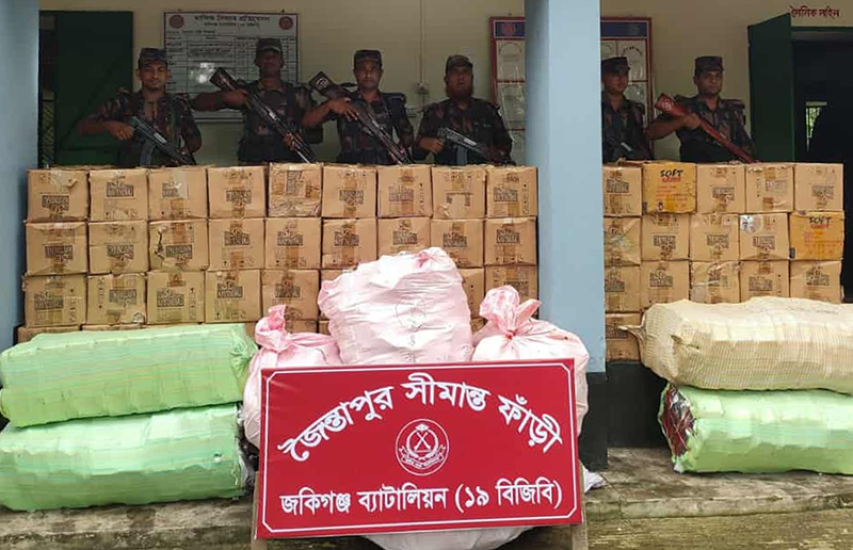 সিলেট সীমান্তে কোটি টাকার ভারতীয় চোরাইপণ্য জব্দ