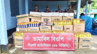 সিলেটে বিজিবির অভিযান, অর্ধকোটি টাকার পণ্য জব্দ