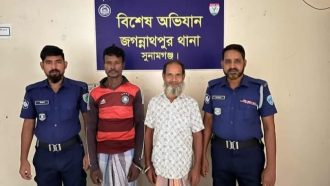 জগন্নাথপুরে পরোয়ানাভুক্ত দুই পলাতক আসামী গ্রেফতার