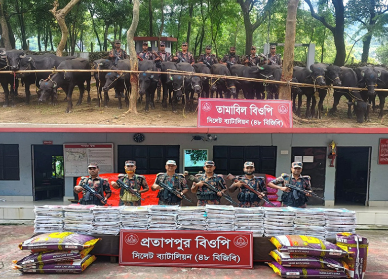 সিলেটে সীমান্তে সোয়া কোটি টাকার চোরা চালান জব্দ