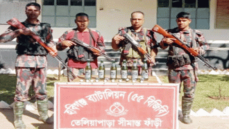 হবিগঞ্জে বিজিবির অভিযানে ভারতীয় মদ জব্দ