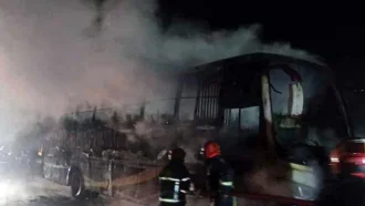 টাঙ্গাইল ও ফেনীতে দুই বাসে আগুন