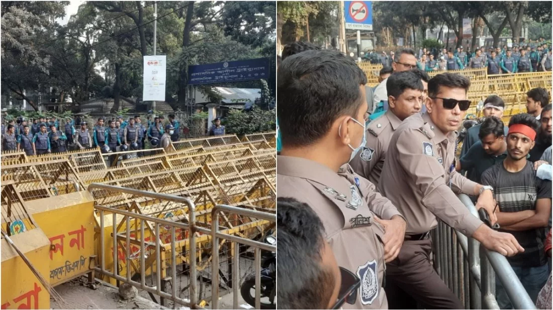 ৩ ঘণ্টা ধরে শিক্ষাভবন মোড় অবরোধ, মুখোমুখি পুলিশ-শিক্ষার্থীরা