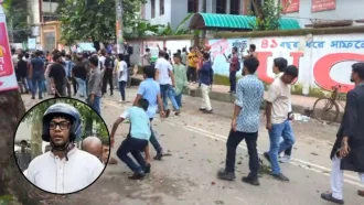 আলিয়া মাদ্রাসায় ছাত্রদল-শিবির সংঘর্ষ, হাতে পাইপ মাথায় হেলমেট পড়ে মাঠে যুবদল নেতা নয়ন