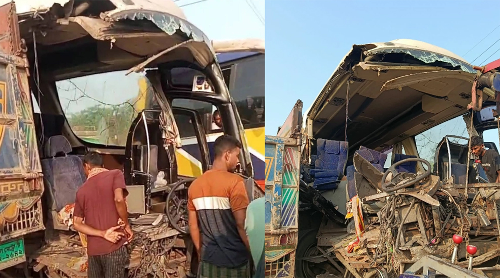 হবিগঞ্জে বাস-ট্রাকের সং ঘ র্ষে ৯ জন আ হ ত