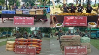 কানাইঘাট সীমান্তে মালিকবিহীন ভারতীয় পণ্য জব্দ করল বিজিবি