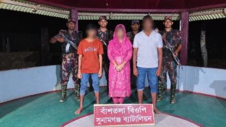 সুনামগঞ্জের দোয়ারাবাজার সীমান্ত দিয়ে ভারতে অবৈধ অনুপ্রবেশের চেষ্টা, আটক ৩